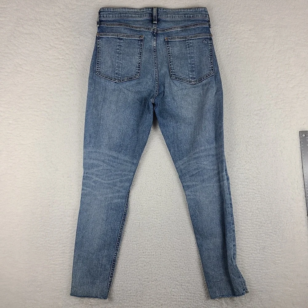 Rag & Bone Jeans‎ Womens 29x27 Blue Nina High Rise Ankle Skinny Fray Distress *